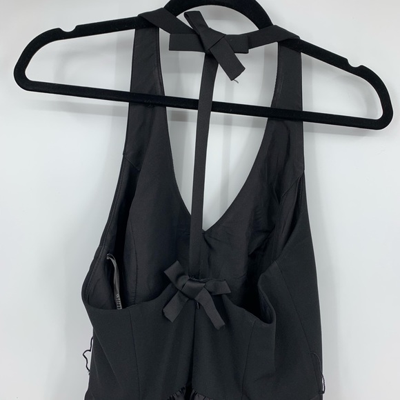 Vera Wang Dress 8 Halter V Neck Black pockets - Picture 6 of 8